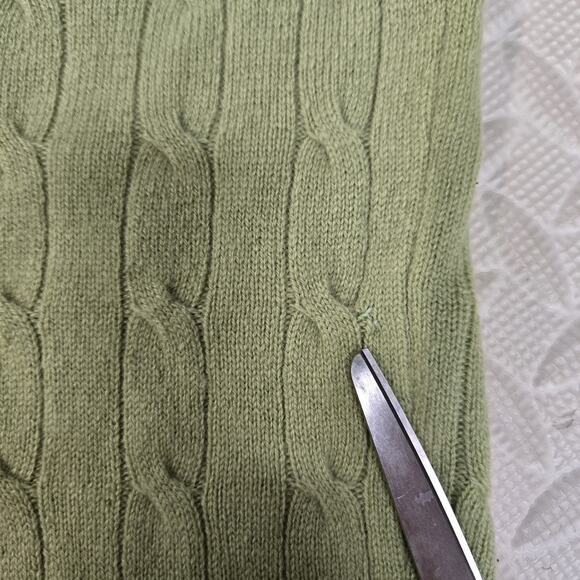 Charter Club 100% Cashmere Turtleneck Sweater Womens Medium Cable Knit Green - Picture 5 of 8